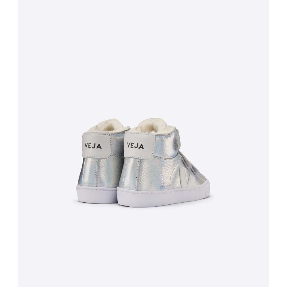 Veja ESPLAR MID FURED LEATHER Høye Barn Silver/White | NO 693CTV